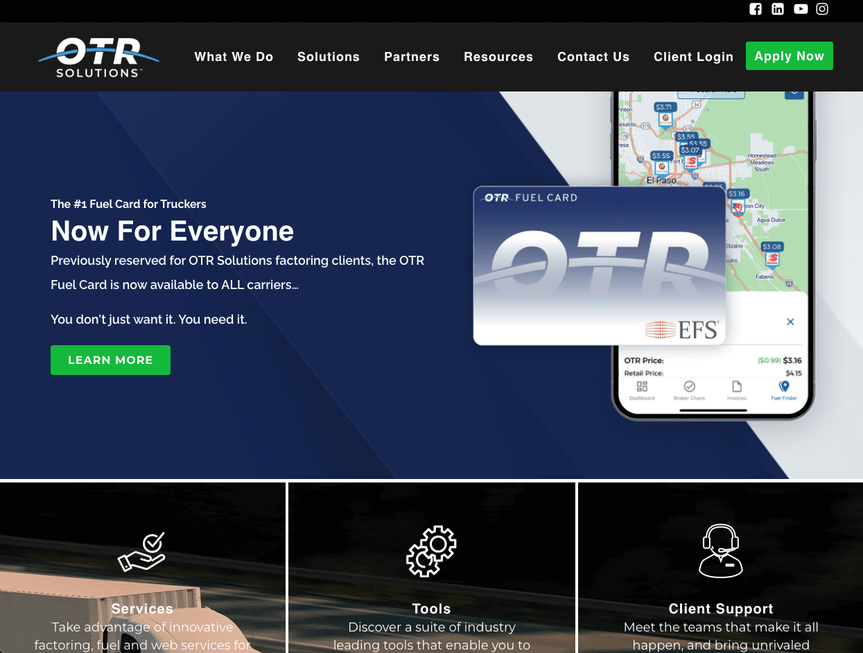 otr solutions web page